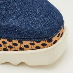 مملوكة مسبقًا Stella McCartney Elyse Size 39 Navy Blue Denim Platform Derby Sneakers