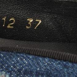 Pre Owned Stella McCartney Binx Star Size 37 Blue Denim and Faux Leather Platform Slip On Sneakers