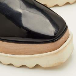 Pre Owned Stella McCartney Elyse Size 37 Black Faux Patent Leather Platform Derby Sneakers