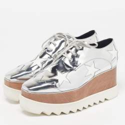 مملوكة مسبقًا حذاء رياضي ستيلّا مكارتني إيلس جلد صناعي رمادي معدني منصة ديربي مقاس 35.5