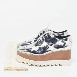 مملوكة مسبقًا حذاء رياضي ستيلّا مكارتني إيلس جلد صناعي رمادي معدني منصة ديربي مقاس 35.5