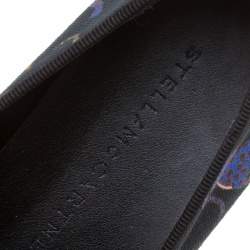 Pre Owned Stella McCartney Black Multicolor Animal Print Canvas Platform Slip On Sneakers Size 37