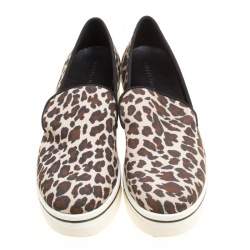 Stella McCartney Multicolor Leopard Print Canvas Platform Slip On Sneakers Size 38