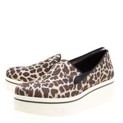 Stella McCartney Multicolor Leopard Print Canvas Platform Slip On Sneakers Size 38