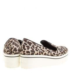 Stella McCartney Multicolor Leopard Print Canvas Platform Slip On Sneakers Size 38