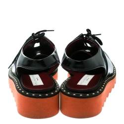 Pre Owned Stella McCartney Black Faux Leather Slingback Oxfords Size 37