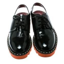 Pre Owned Stella McCartney Black Faux Leather Slingback Oxfords Size 37