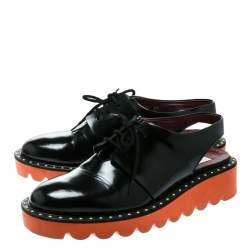 Pre Owned Stella McCartney Black Faux Leather Slingback Oxfords Size 37