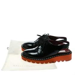 Pre Owned Stella McCartney Black Faux Leather Slingback Oxfords Size 37