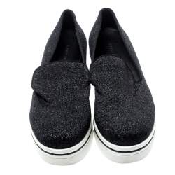 مملوكة مسبقًا Stella McCartney Black Glitter Binx Platform Slip On Skate Shoes Size 39