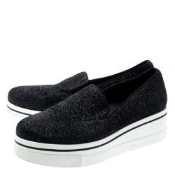 مملوكة مسبقًا Stella McCartney Black Glitter Binx Platform Slip On Skate Shoes Size 39