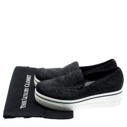 مملوكة مسبقًا Stella McCartney Black Glitter Binx Platform Slip On Skate Shoes Size 39