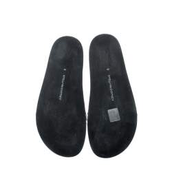 Pre Owned Stella McCartney Metallic Silver/White Leather Star Flat Slides Size 38