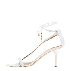 Stella McCartney White Faux Leather Open Toe T-Strap Sandals Size 39