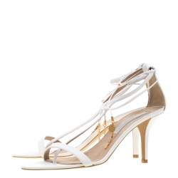 Stella McCartney White Faux Leather Open Toe T-Strap Sandals Size 39