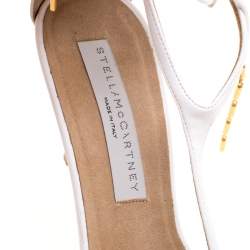 Stella McCartney White Faux Leather Open Toe T-Strap Sandals Size 39