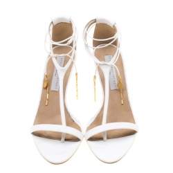 Stella McCartney White Faux Leather Open Toe T-Strap Sandals Size 39