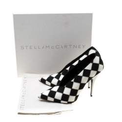 مملوكة مسبقًا حذاء كعب عالي ستيلا مكارتني مربعات مقدمة مدببة جلد صناعي مونوغرامي مقاس 38