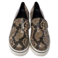 مملوكة مسبقًا Stella McCartney Beige Faux Python Platform Slip On Sneakers Size 39 