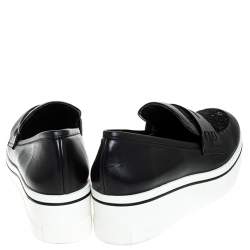 مملوكة مسبقًا Stella McCartney Black Faux Leather and Lace Binx Platform Slip On Sneakers Size 38