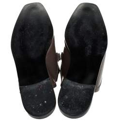 Pre Owned Stella McCartney Dark Beige Faux Leather Chain Slide Mules Size 38