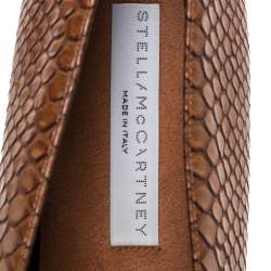 Stella McCartney Brown Python Embossed Faux Leather Wooden Clog Sandals Size 39
