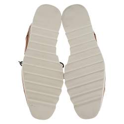 Pre Owned Stella McCartney Metallic Bronze Faux Patent Leather Elyse Star Platform Sneakers Size 37