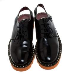 Pre Owned Stella McCartney Black Faux Leather Odette Slingback Derby Size 39