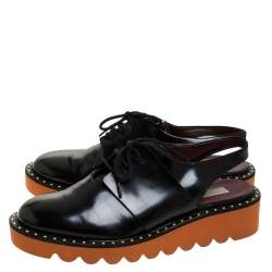 Pre Owned Stella McCartney Black Faux Leather Odette Slingback Derby Size 39