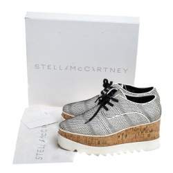 Pre Owned Stella McCartney Black/White Faux Leather Elyse Platform Derby Size 39