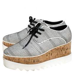 Pre Owned Stella McCartney Black/White Faux Leather Elyse Platform Derby Size 39