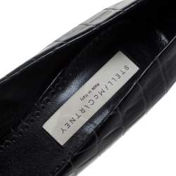 Pre Owned Stella McCartney Black Faux Croc Embossed Leather Platform Pumps Size 38.5