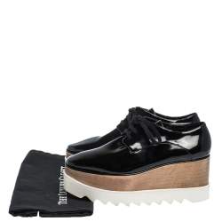 Pre Owned حذاء ستيلا مكارتني ديربي أليس  بنعل سميك جلد صناعي لامع أسود مقاس 37.5