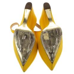 Pre Owned Stella McCartney Yellow Canvas Slingback Wedges Size 40