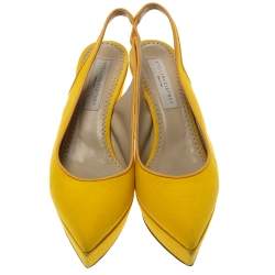 Pre Owned Stella McCartney Yellow Canvas Slingback Wedges Size 40