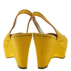 Pre Owned Stella McCartney Yellow Canvas Slingback Wedges Size 40