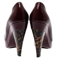 Pre Owned Stella McCartney Burgundy Leather Corinne Platform Pumps Size 40