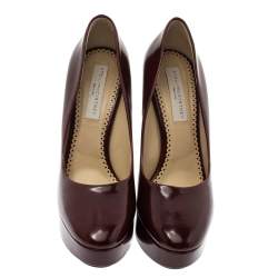 Pre Owned Stella McCartney Burgundy Leather Corinne Platform Pumps Size 40