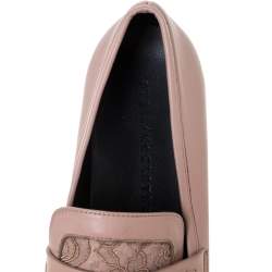 Pre Owned Stella McCartney Pink Faux Leather And Lace Penny Platform Loafers Size 38