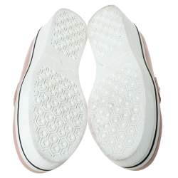 Pre Owned Stella McCartney Pink Faux Leather And Lace Penny Platform Loafers Size 38