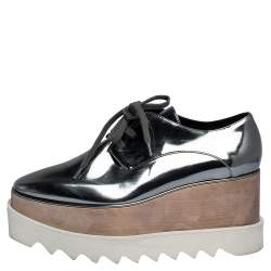 Pre Owned حذاء رياضى  ستيلا مكارتني منخفض من الأعلى نعل سميك إليس  جلد صناعى فضى ميتالك مقاس 35.5 