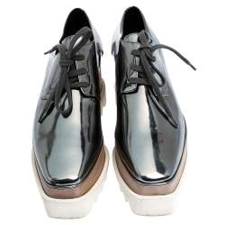 Pre Owned حذاء رياضى  ستيلا مكارتني منخفض من الأعلى نعل سميك إليس جلد صناعى فضى ميتالك مقاس 35.5 