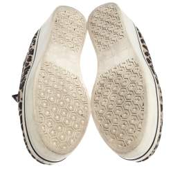 مملوكة مسبقًا حذاء رياضي ستيلا ماكرتني سليب أون نعل سميك كانفاس طباعة فهد متعدد الألوان مقاس 40