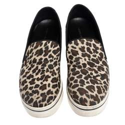 مملوكة مسبقًا حذاء رياضي ستيلا ماكرتني سليب أون نعل سميك كانفاس طباعة فهد متعدد الألوان مقاس 40