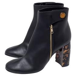 مملوكة مسبقًا بوت ل لكاحل ستيلا مكارتني جلد صناعي أسود كعب سميك مقاس 41