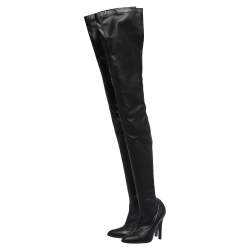 Pre Owned Stella McCartney Black Faux Leather Over the Knee Boots Size 38