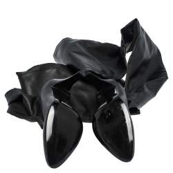 Pre Owned Stella McCartney Black Faux Leather Over the Knee Boots Size 38