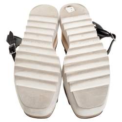 Pre Owned صندل ستيلا مكارتني كريبير نعل سميك سير كاحل جلد صناعي أسود مقاس 39