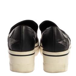 Pre Owned حذاء  رياضي ستيلا مكارتني سليب أون بينكس جلد صناعي أسود ونقش الثعبان متعدد الألوان نعل سميك مقاس 38