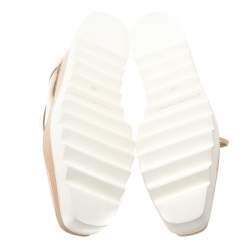 Pre Owned Stella McCartney Metallic Gold Faux Leather Elyse Platform Derby Sneakers Size 40.5
